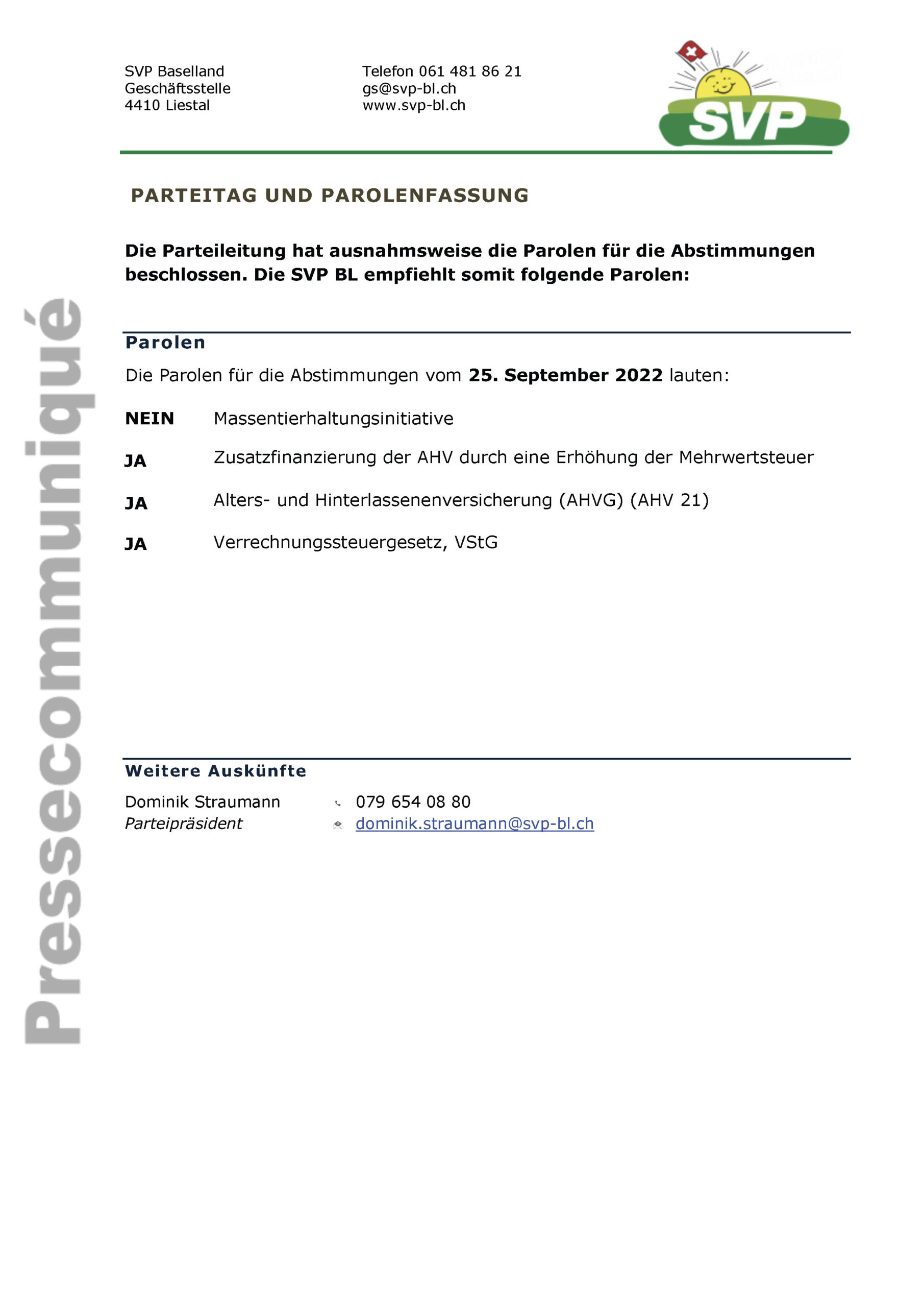 Read more about the article PAROLEN FÜR DIE ABSTIMMUNG VOM 25. SEPTEMBER 2022